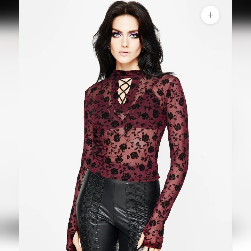Disturbua Teodora Floral Mesh Long Sleeve Top